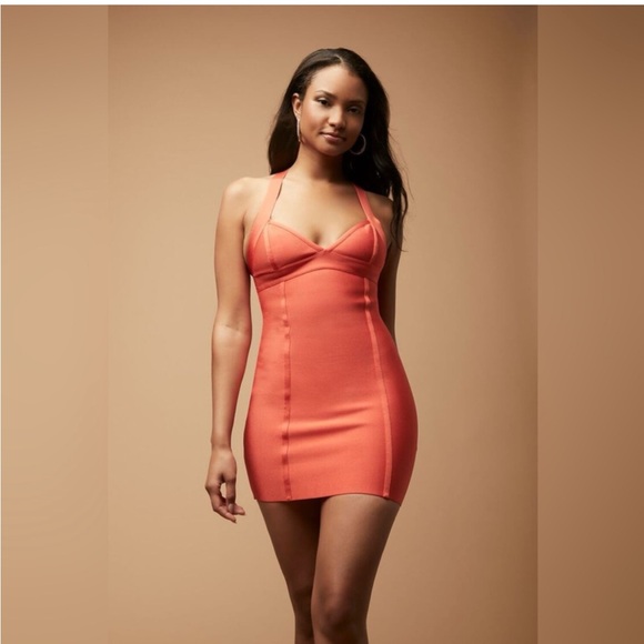 Herve Leger Dresses & Skirts - HERVE LEGER X F21 ORANGE BANDAGE MINI DRESS SZ S